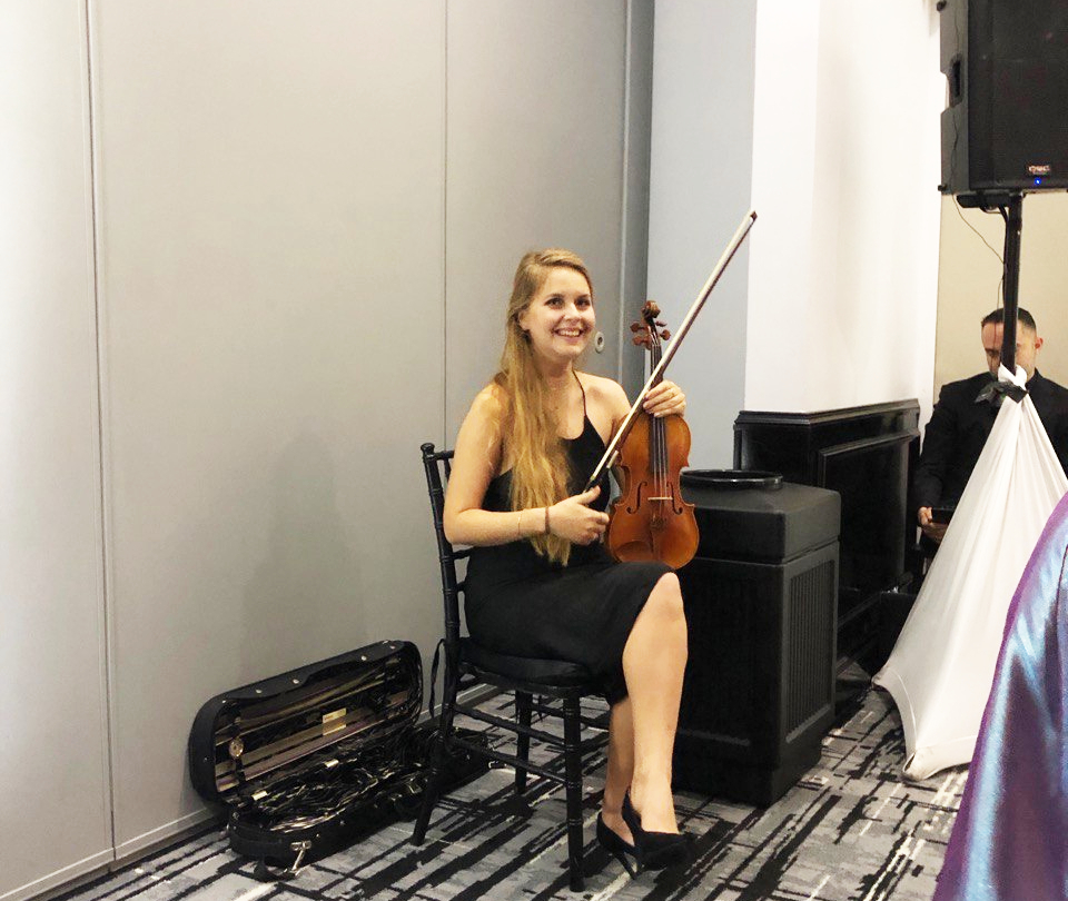 Playing the viola at a wedding